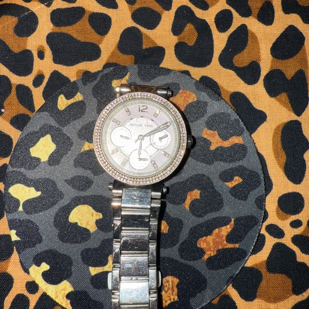 Michael Kors Silver Watch with Crystal Details